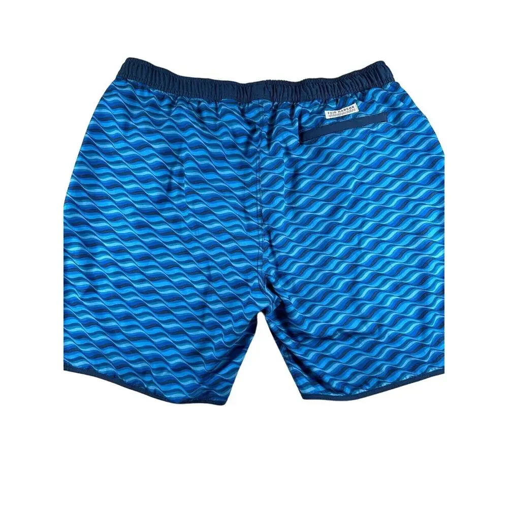 Fair Harbor Swim Trunks Mens 3XL Blue Shorts Lined Drawstring Pockets Beach